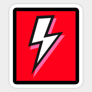 White, Black and Pink Lightning with Red Background Sticker